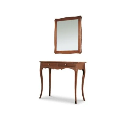 Console Table With Mirror Walnut Dark Art Povera Classic Cabinet Frame - Image 1 of 3