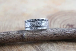 Textured & Stamped Sterling Silver Wide Band Ring size 15 by Drew M Ruiz Navajo - Picture 1 of 5