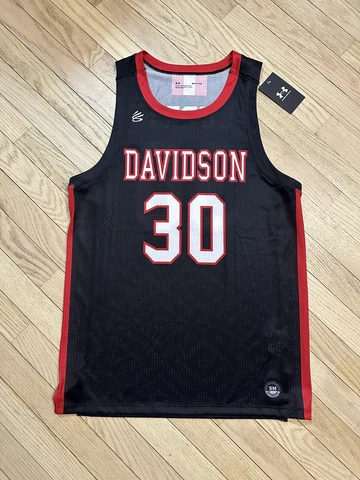 NEW Under Armour Curry Davidson Wildcats Black #30 Men's Basketball Jersey Small Cover