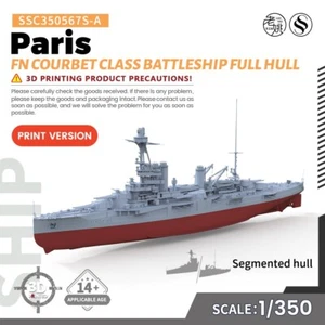 SSMODEL 1/350 kit modellino militare FN Parigi classe Courbet corazzata COMPLETO - Foto 1 di 4