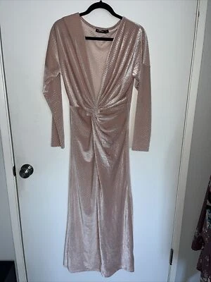 Nasty Gal шампанского розовый бархат платье Holliday вечеринки ужин макси розовый размер M - Изображение 1 из 4