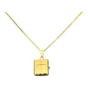 9ct 9k Yellow Gold Oblong Shaped With Cross Photo Locket Pendant 1.05 Grams. New - Picture 1 of 8