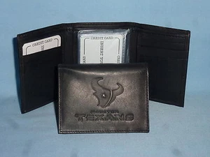 HOUSTON TEXANS Leather TriFold Wallet NEW black 3 (b.l.) - Picture 1 of 4