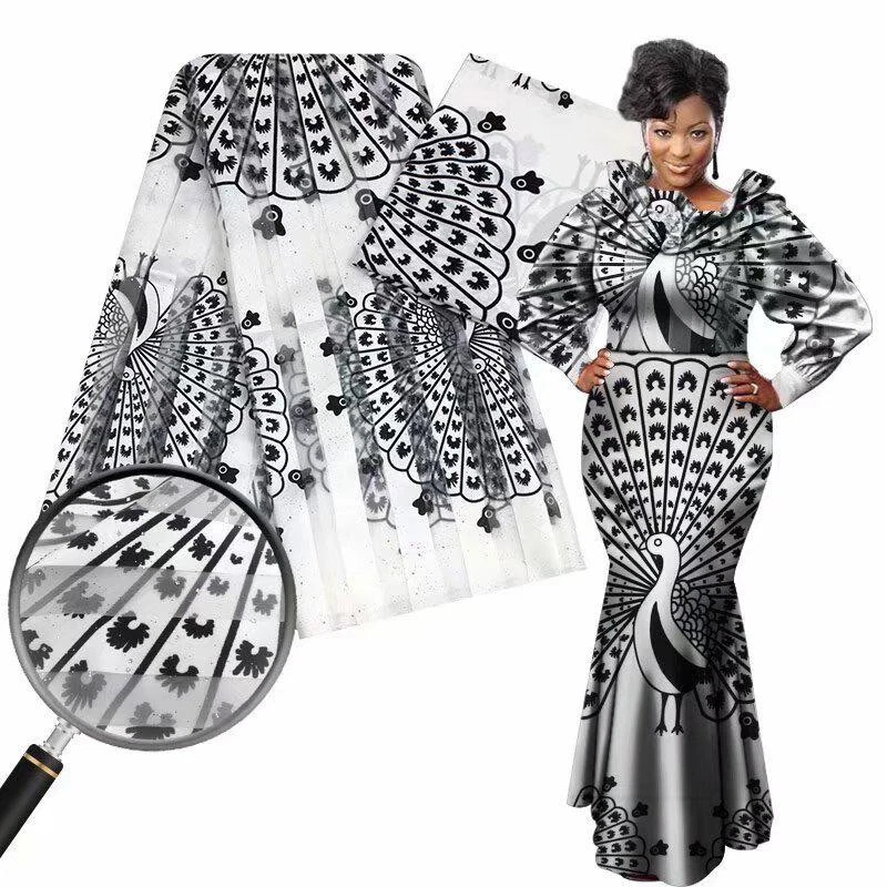 Tela de seda suave Ankara material estampado 3 +3 yardas 6 yardas por pieza Foto 1 de 1