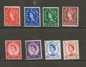 GB (4007) QE11 X 1958 SG587-594 TODO ARRIBA/WMK LÍNEA DE GRAFITO U/M/M + MÁS UM & MM - Imagen 1 de 2