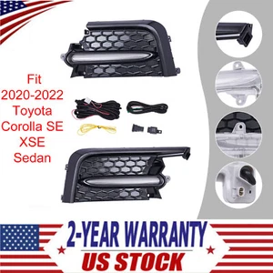 LED Fog Lights Switchback Bezel Cover Fit 2020-2022 Toyota Corolla SE XSE Sedan - Picture 1 of 8