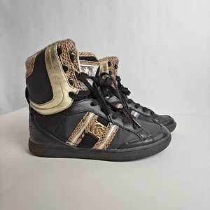 Sneakers alte COOGI Australia US 7 basket nero oro scarpe in pelle indossate - Foto 1 di 14