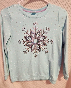 GYMBOREE Girls Blue Sweatshirt Sparkle Snowflake Size 10/12 - Picture 1 of 6