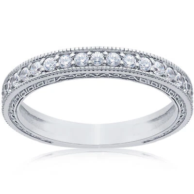 1/2ct   Diamond Wedding Ring 14K White Gold Womens Stackable Band - Image 1 of 4
