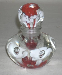 Botella de perfume de vidrio artístico soplado a mano vintage, burbujas controladas ajustadas Dauber - Imagen 1 de 6