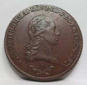 AUSTRIA Hungary Empire 6 Kreuzer 1800 A XF+ Vienna Caesar Franz Copper #A58 - Picture 1 of 4