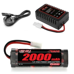 RC Car Battery 7.2v 2000mah NiMH Rechargeable Battery + 2ah FAST CHARGER - Picture 1 of 5
