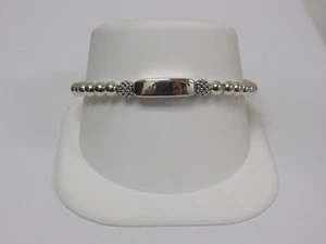 Designer LAGOS Sterling Silver Signature Caviar Stretch ID Bracelet - Picture 1 of 6