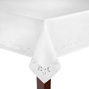 Frühlingsstrauß Cutwork Tischdecken 100% Polyester weiß verschiedene Größen - Bild 1 von 2