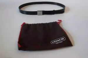 Cintura donna Coach nera argento fibbia ottone lucido pelle bovina M* - Foto 1 di 11