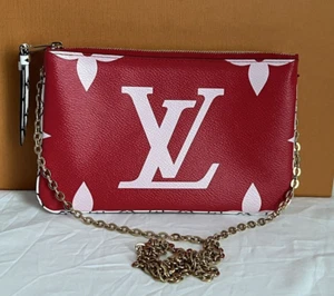 Louis Vuitton Pochette Double Zip Monogram Giant Red Pink - Picture 1 of 24