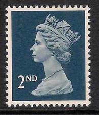 GB 1990- sg1513 2nd Deep Blue litho. centre band perf 15x14 MNH
