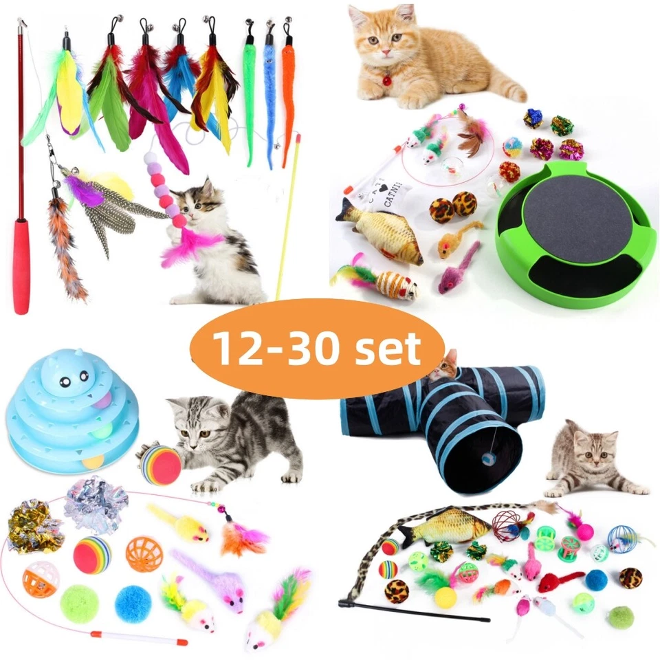 Katzenspielzeug Set Teile Katzen Spielzeug inkl. Angel Feder Ball Maus Bälle