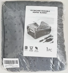 Elantrip Gray 12 Volt Electric Heated Machine Washable Car Blanket Size 40"X55" - Picture 1 of 2