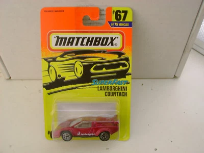 1996 MATCHBOX SUPERFAST #67 CANDY RED LAMBORGHINI COUNTACH LP 5000S NEW ON CARD - Image 1 of 4
