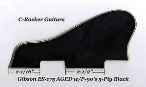 ES-175 Pickguard & Bracket AGED W/P-90's 5-ply Black for Vintage Gibson Project  - Picture 1 of 6