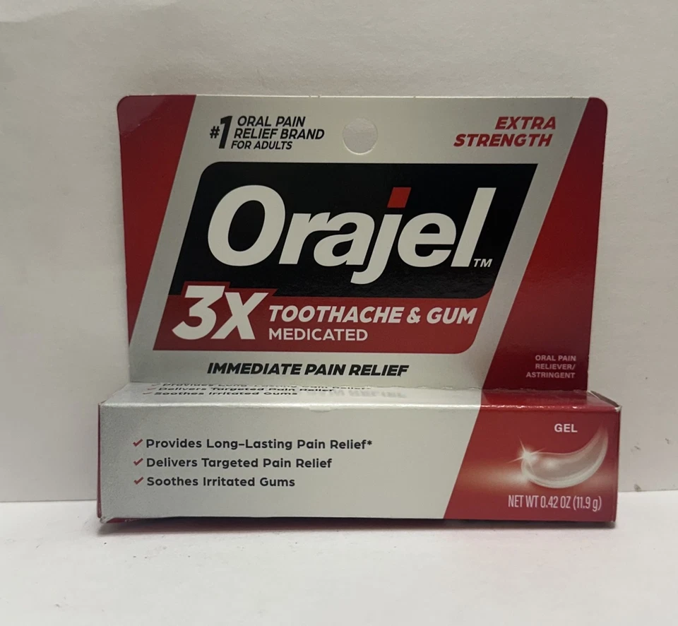 Orajel 3X Toothache & Gum Medicated, Immediate Pain Relief ,0.42oz, Exp:12/2025 - Image 1 of 1