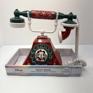 Disney 8.27 in Merry Christmas Musical Mickey Mouse Telephone Decoration NIB - Picture 1 of 7