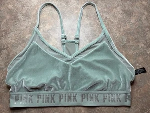 PINK Sport Victorias Secret Ultimate leicht gefütterter BH grün Samt Large - Bild 1 von 4