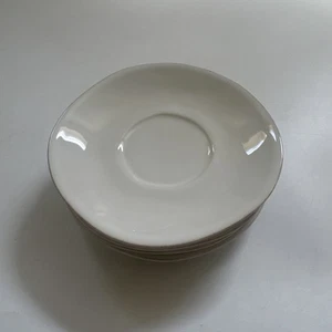 Crate & Barrel White Ceramic Teacup Espresso Saucers Set of 4 PORTUGAL - Picture 1 of 8