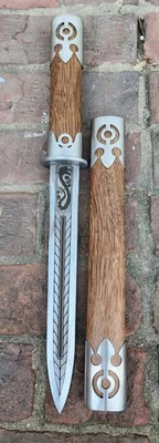 Nuevo Cuchillo Japonés Tanto Hoja Fija 19", Hoja Fantasía 10" Mango Madera Acero Foto 1 de 4