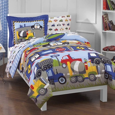 dream FACTORY Trucks Tractors Cars Boys 5-Piece Bedding Kids Construction Com... - Image 1 of 4