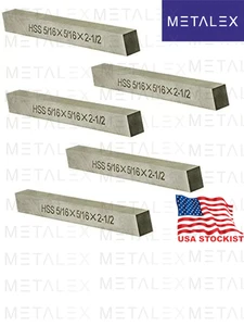 5/16'' x 2-1/2'' Square Tool Bits M2 HSS 5 Pieces Pcs Set Lathe Fly Cutter Mill - Picture 1 of 5