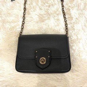 RALPH LAUREN Schultertasche Ricky schwarz Kette Drehverschluss Leder Crossbody - Bild 1 von 16