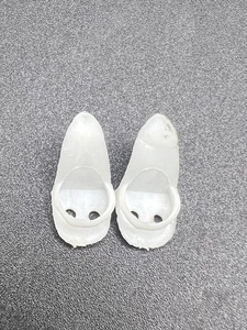 Vintage Barbie Heels Open Toe Shoes Mules Pair White W Holes Fashion Doll Heels - Picture 1 of 4