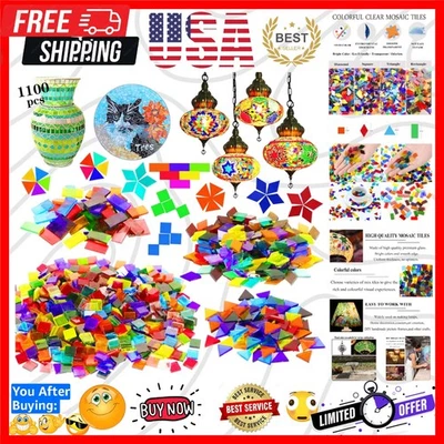 Azulejos de mosaico de 1100 piezas, azulejos de mosaico de vidrio para artesanías a granel, esmalte de mosaico manchado... Foto 1 de 4