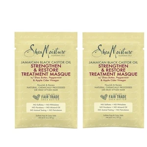 2 Pack SheaMoisture Black Castor Oil Strengthen Restore Hair Treatment Mask, 2oz - Picture 1 of 4