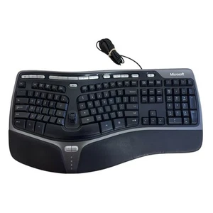 Microsoft Natural Ergonomic USB Wired Black Keyboard 4000 V1.0 KU-0462 Tested - Bild 1 von 9