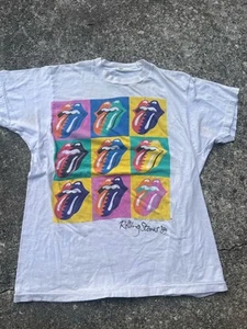 1989 Rolling Stones Andy Warhol Tour Tee Size L Vintage Concert Shirt - Picture 1 of 5