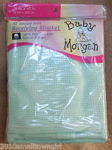 Vintage (Original) Baby Morgan Aqua Receiving Blanket - Picture 1 of 2
