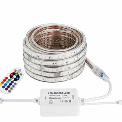 RGB LED Strip Light AC 110V 220V Flexible Waterproof 5050 LED Rope Light 1M- 15M - Image 1 of 4
