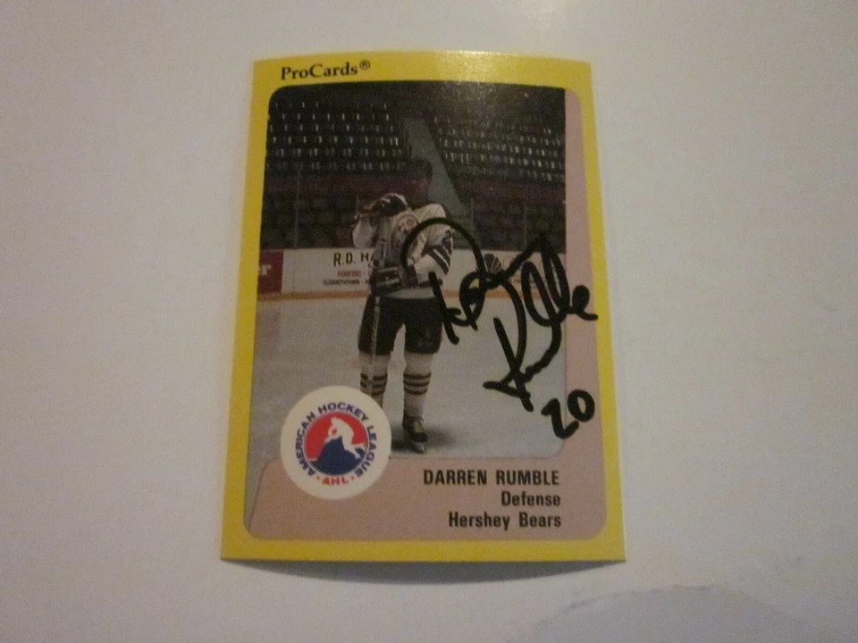 DARREN RUMBLE SIGNED AUTOGRAPHED 1989 AHL PROCARDS CARD-HERSHEY BEARS - Image 1 of 1