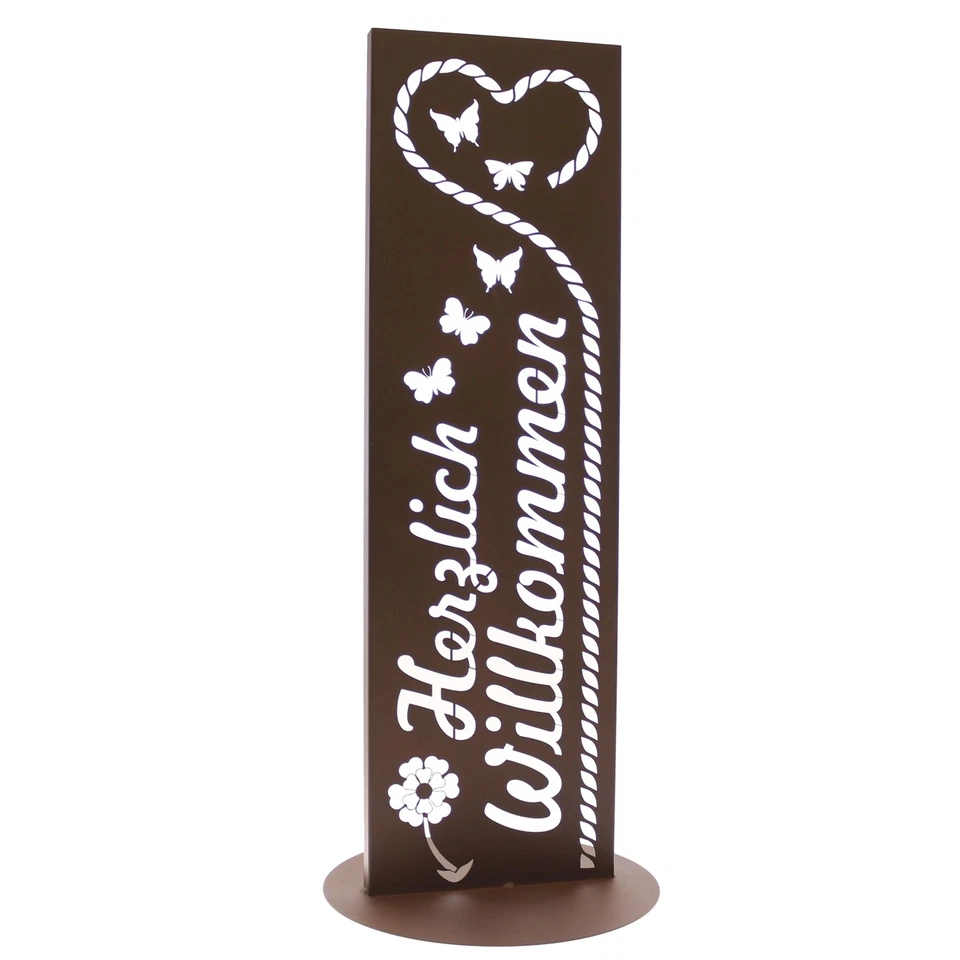 Gartenschild Edelrost Dekosäule " Herzlich Willkommen " 100cm x 30cm - Bild 1 von 1