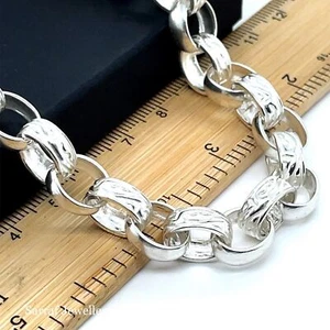 925 Massiv Sterlingsilber 11 mm Erbskette Oval Kette Halskette 20" 22" 24" 26" 30" - Bild 1 von 7