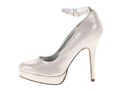 Call it SPRING Women's Sz 8 Platform High Heels Pumps Ankle Strap - Silver - Image 1 of 4