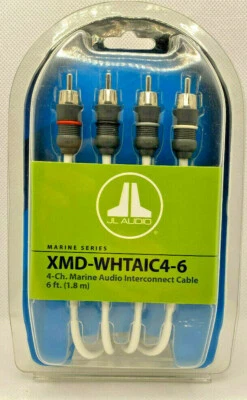 JL AUDIO XMD-WHTAIC4-6 Marine Audio 6 ft. 4-Channel RCA Interconnect Cable  NEW - Image 1 of 2