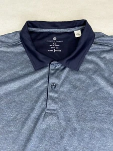 Society of Threads Mens Golf Polo Shirt Heather Blue with Navy Blue Collar XL - Picture 1 of 6