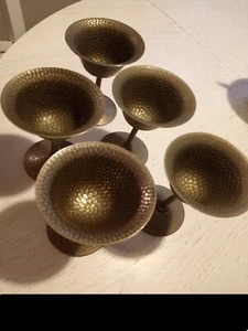Set of 5 Vintage Wine Goblets MM Co. EPNS Nickel Silver Hammered. 5" Tall. - Picture 1 of 4