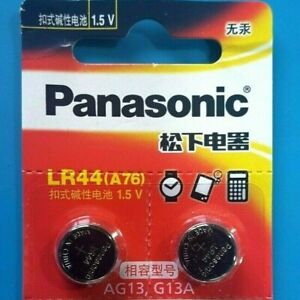 2 pcs Panasonic LR44 Alkaline Watch Cell Battery 1.5V, A76, SR44, 357. EXP. 2023