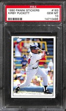 1990 PANINI STICKERS #183 KIRBY PUCKETT PSA 10 14710496