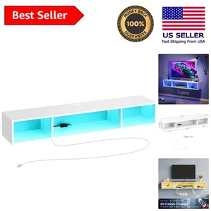 Platzsparender schwimmender TV-Ständer mit RGB-Beleuchtung & integrierter Steckdose - 55,1" - Bild 1 von 8